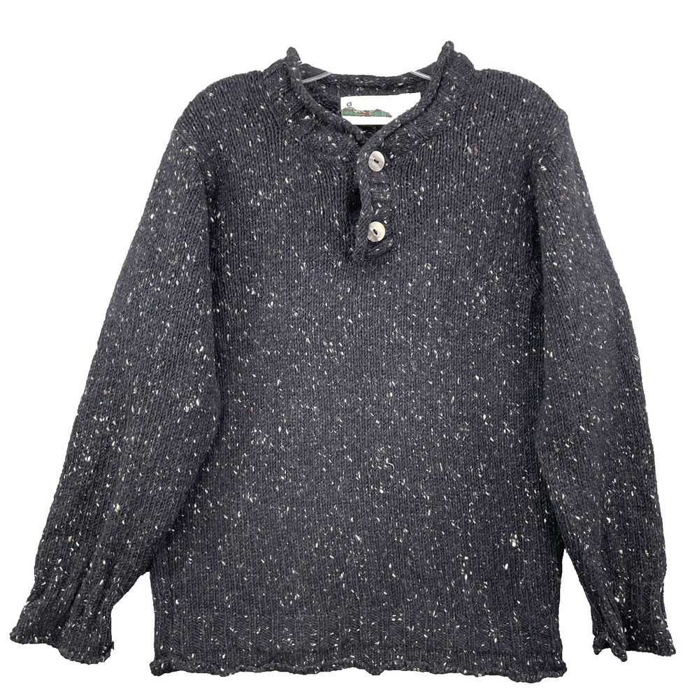 Vintage Arancrafts 100% Irish Wool Sweater Men Medium‎ Speckled Outdoor Gorpcore